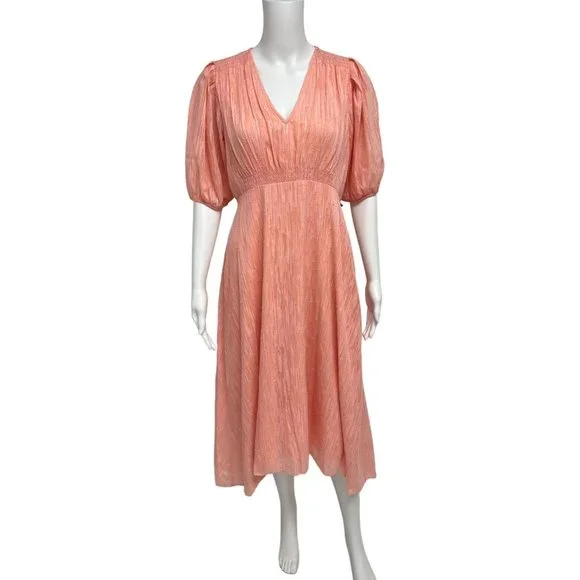 Calvin Klein | Dresses | Calvin Klein Womens Short Sleeve Light Orange  Vneck Aline Dress Size 4 | Poshmark